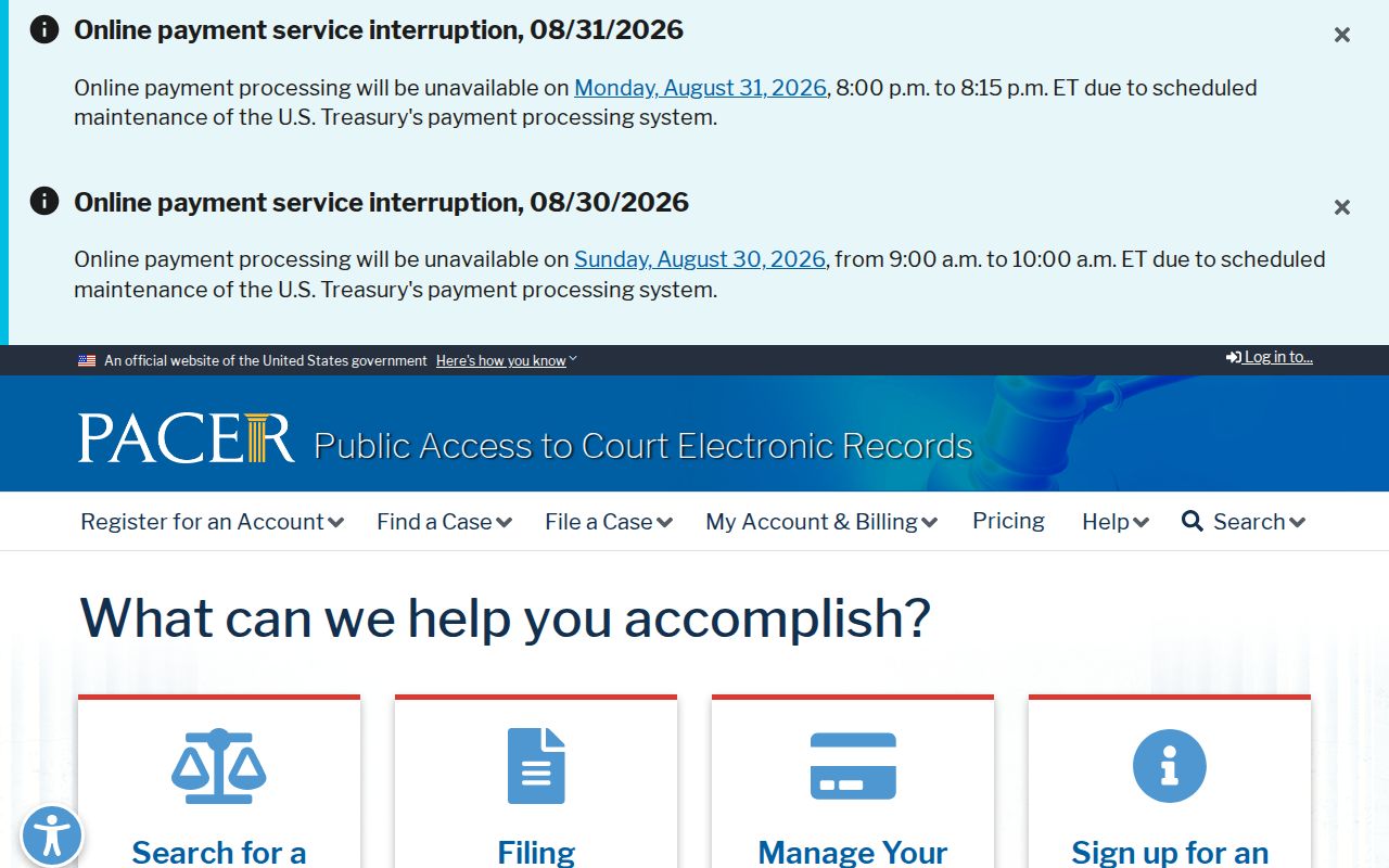 Oregon County case search federal PACER distinction