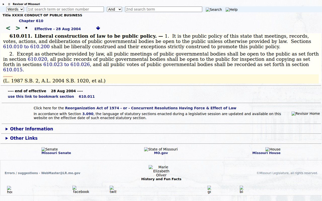 Oregon County court records public-access statute page