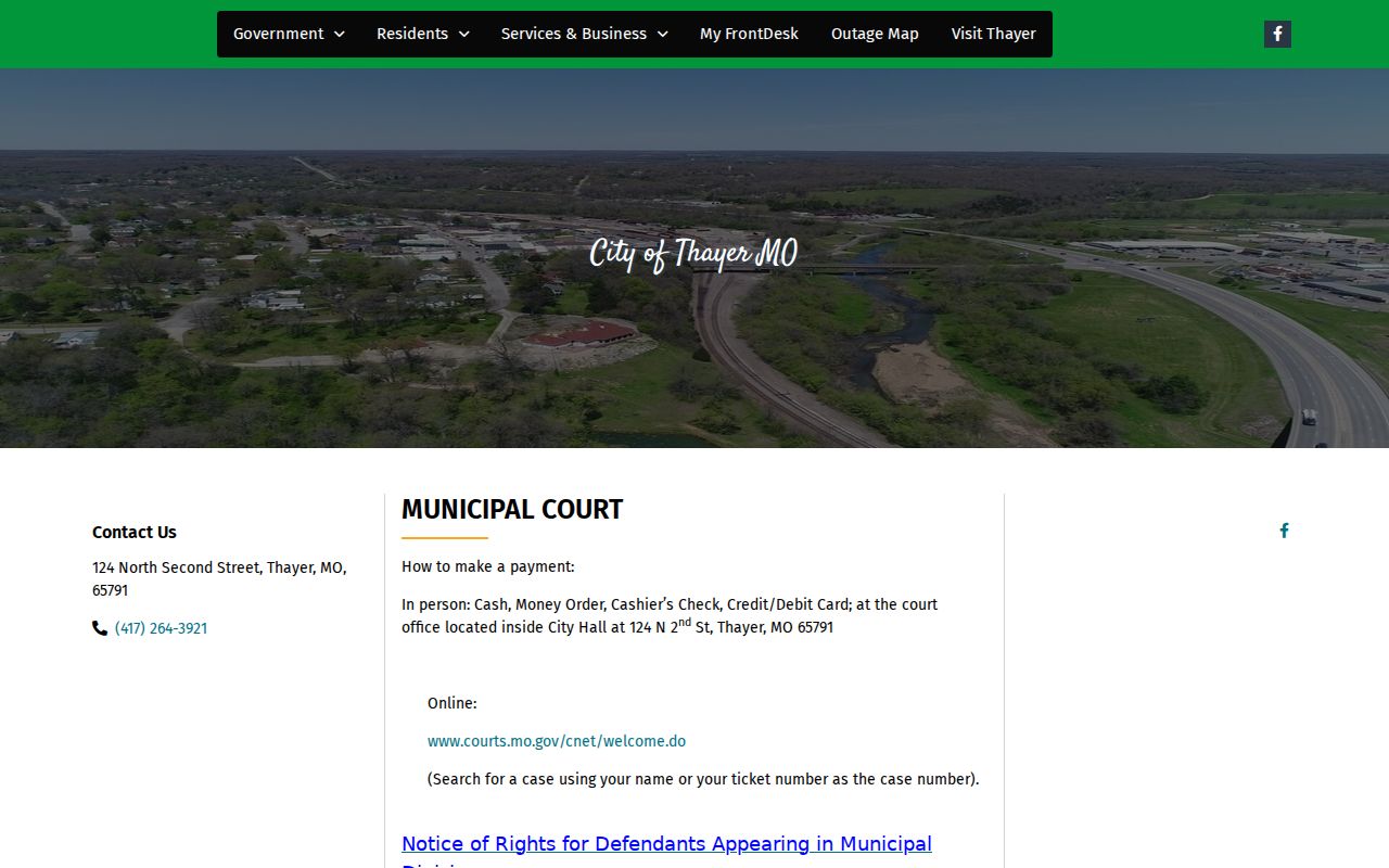 Thayer court docket municipal court contact page
